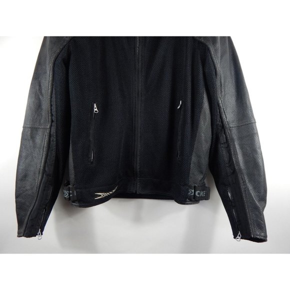 Joe Rocket Leather & Mesh Padded Motorcycle Racing Jacket Black L Men's D89 - Picture 7 of 7
